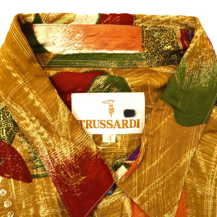 TRUSSARDI ビッグサイズ 総柄レトロシャツ 4 ベージュ レーヨン オールド 日本製 | Vintage.City 古着屋、古着コーデ情報を発信