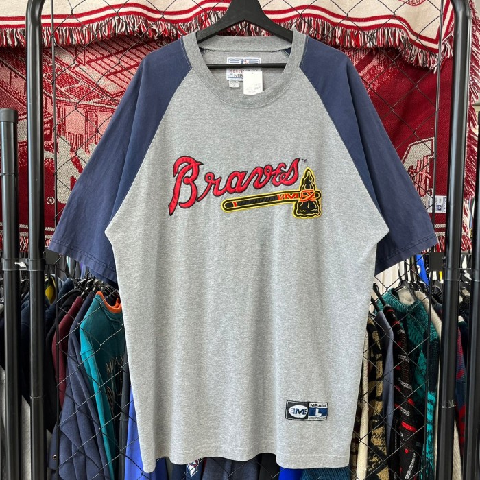 MLB アトランタブレーブス デザインTシャツ ラグラン ワッペン刺繍 L ...