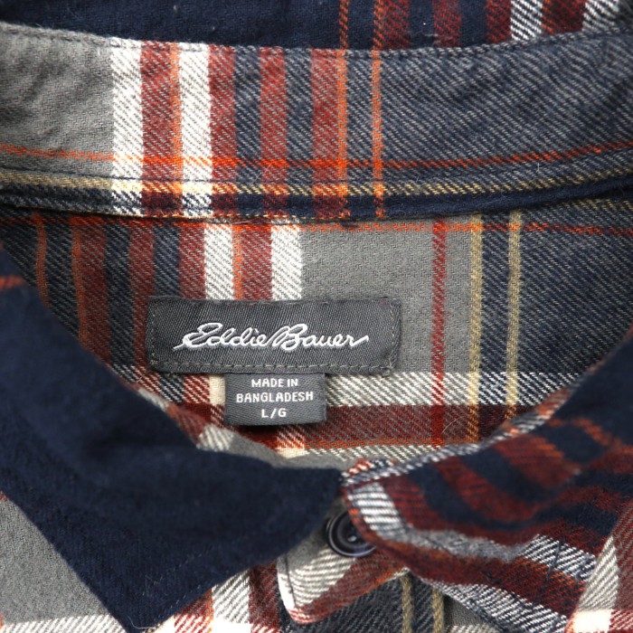 Eddie Bauer フランネルシャツ L ネイビー チェック コットン | Vintage.City 빈티지숍, 빈티지 코디 정보