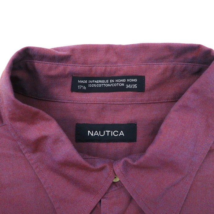 NAUTICA ビッグサイズ ボタンダウンシャツ 17 1/2 パープル コットン ワンポイントロゴ刺繍 | Vintage.City 古着屋、古着コーデ情報を発信