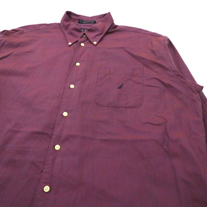 NAUTICA ビッグサイズ ボタンダウンシャツ 17 1/2 パープル コットン ワンポイントロゴ刺繍 | Vintage.City 빈티지숍, 빈티지 코디 정보