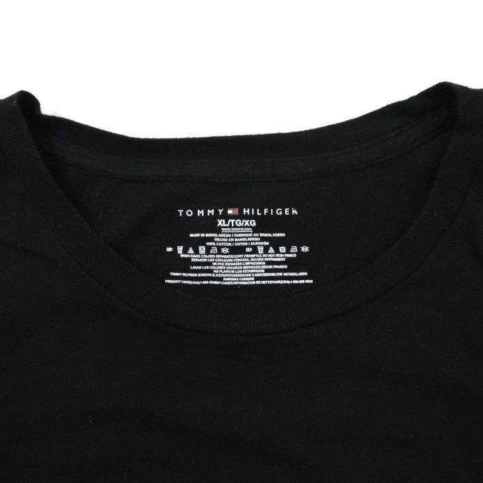 TOMMY HILFIGER ビッグサイズTシャツ XL ブラック コットン ワンポイントロゴ | Vintage.City 古着屋、古着コーデ情報を発信