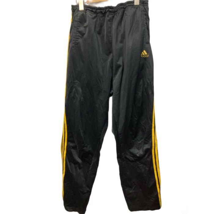 90's adidas三本ライントラックパンツジャージパンツ黒/黄色 L ...