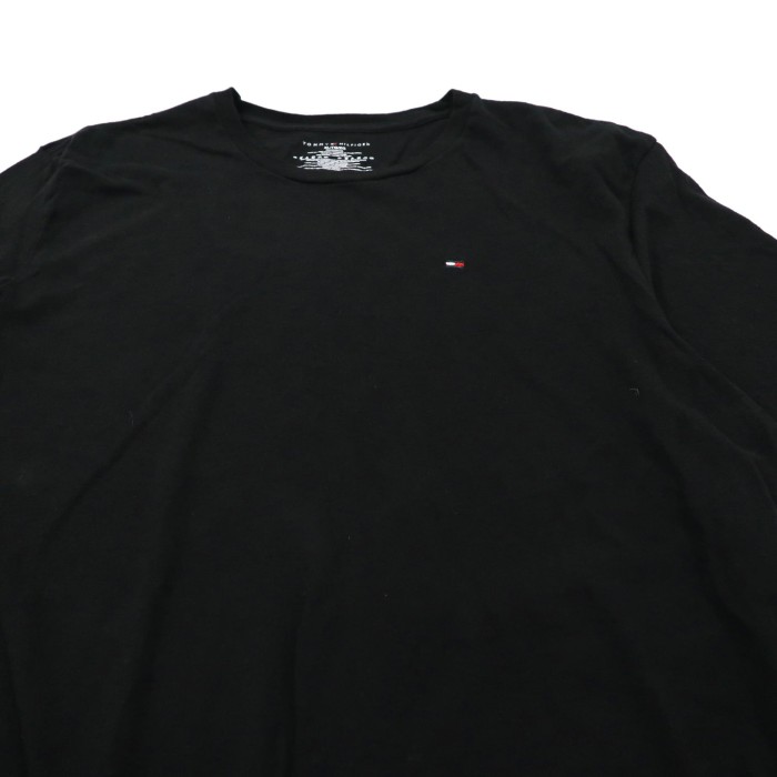 TOMMY HILFIGER ビッグサイズTシャツ XL ブラック コットン ワンポイントロゴ | Vintage.City 古着屋、古着コーデ情報を発信
