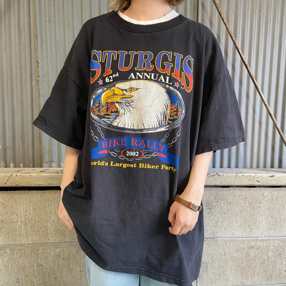 00年代 STURGIS イーグル バイクパーティー 両面プリント Tシャツ