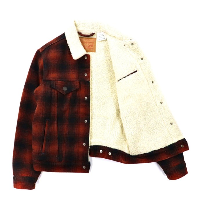 Levi's ボアトラッカージャケット XS ブラウン チェック ウール | Vintage.City 古着屋、古着コーデ情報を発信