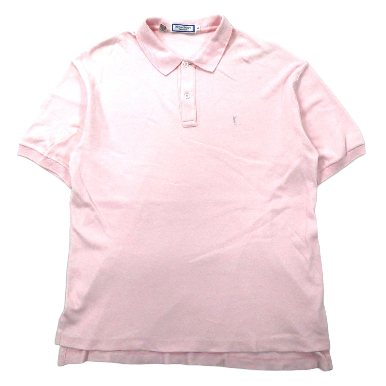 YVES SAINT LAURENT ポロシャツ L ピンク コットン YSL ワンポイント 