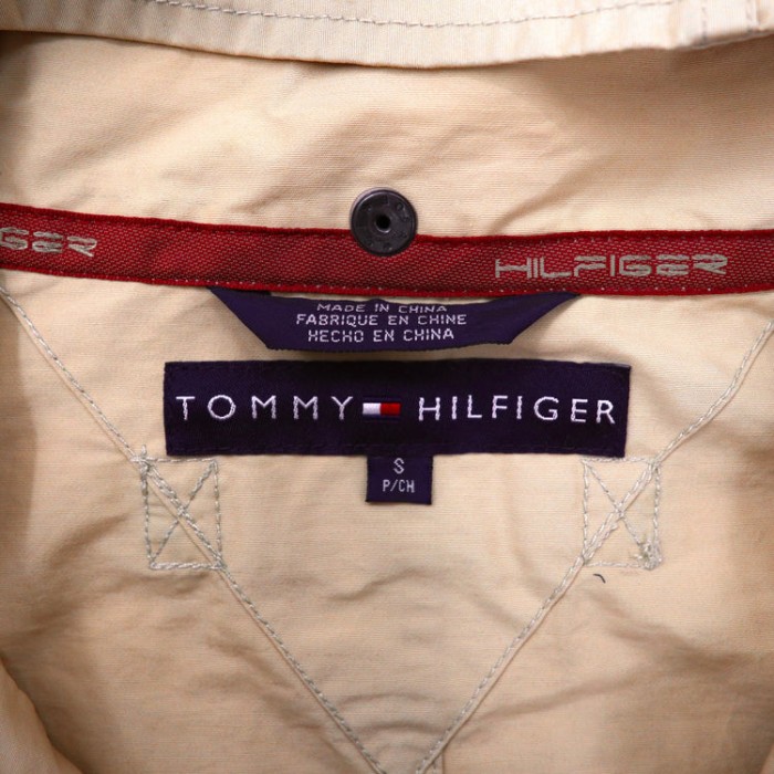 TOMMY HILFIGER フーデッドオーバーコート S ベージュ ナイロン ドローコード フード着脱式 00年代 | Vintage.City 古着屋、古着コーデ情報を発信