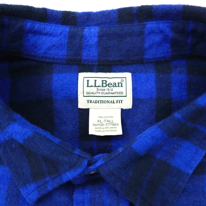 L.L.Bean シャミークロスシャツ ボタンダウンシャツ XL ブルー チェック コットン TRADITIONAL FIT スリランカ製 | Vintage.City 古着屋、古着コーデ情報を発信