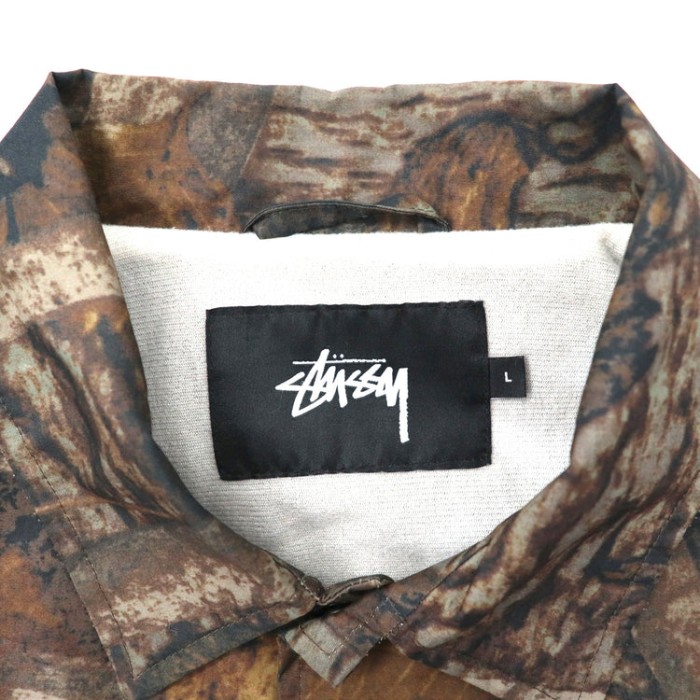 STUSSY コーチジャケット L ブラウン カモフラ バックプリント