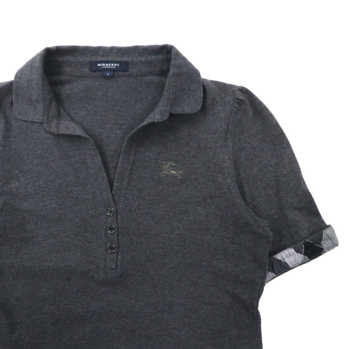 BURBERRY オープンカラー ポロシャツ 1 グレー コットン ワンポイントロゴ刺繍 | Vintage.City 古着屋、古着コーデ情報を発信