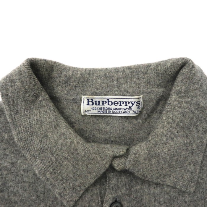 Burberrys ポロニット セーター 42 グレー ラムウール ワンポイントロゴ刺繍 オールド スコットランド製 | Vintage.City 古着屋、古着コーデ情報を発信