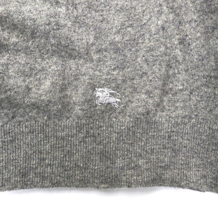 Burberrys ポロニット セーター 42 グレー ラムウール ワンポイントロゴ刺繍 オールド スコットランド製 | Vintage.City 古着屋、古着コーデ情報を発信