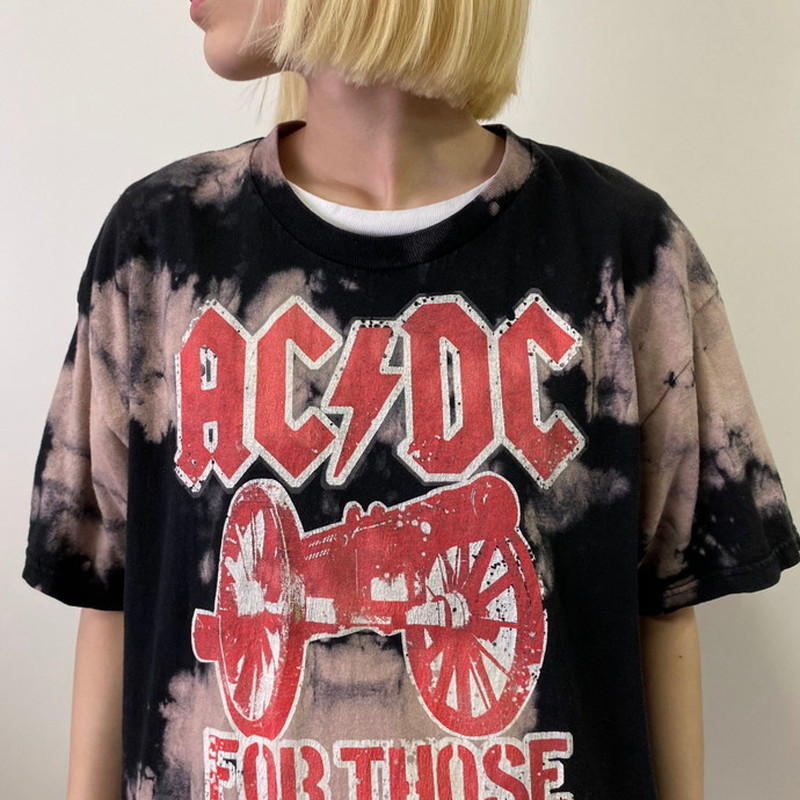 80s 90s ACDC　ヴィンテージ  Tシャツ タイダイ染め　USA製ヴィンテージ