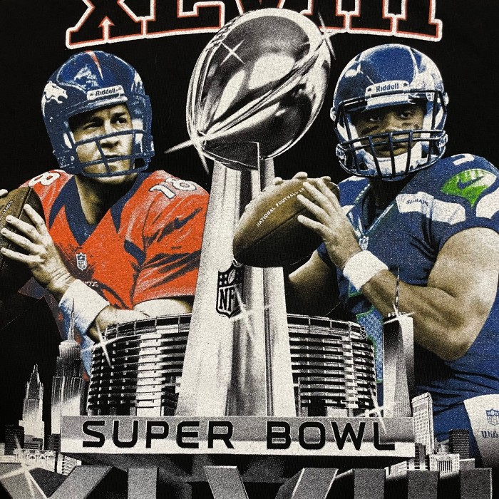 AAA】NFL 2014 Super Bowl スーパーボウル プリント Tシャツ 両面