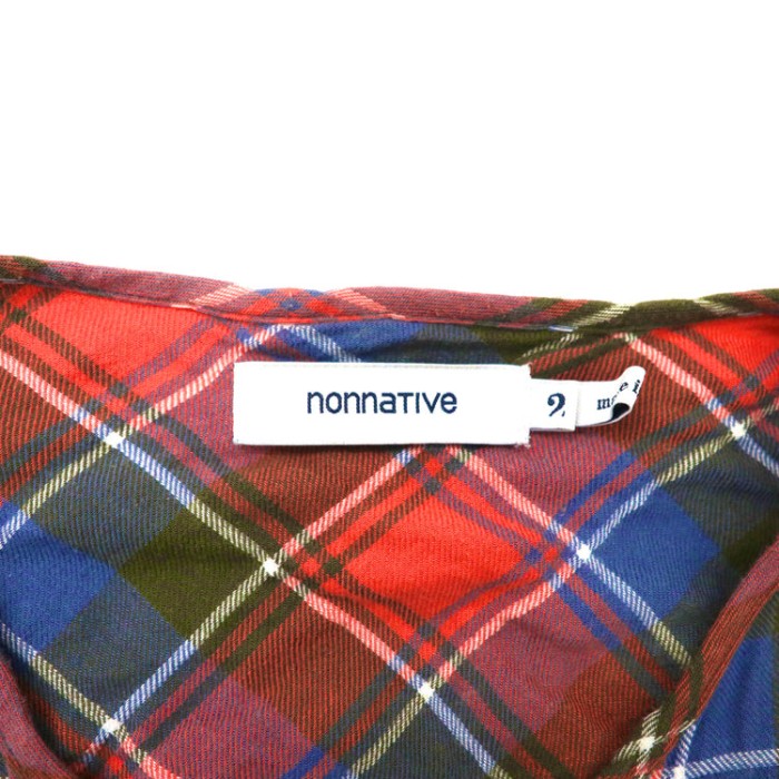 nonnative ノーカラー ウエスタンシャツ 2 レッド チェック コットン ROAMER SHIRT C/P NEL CHECK NN-S2110 日本製 | Vintage.City 古着屋、古着コーデ情報を発信