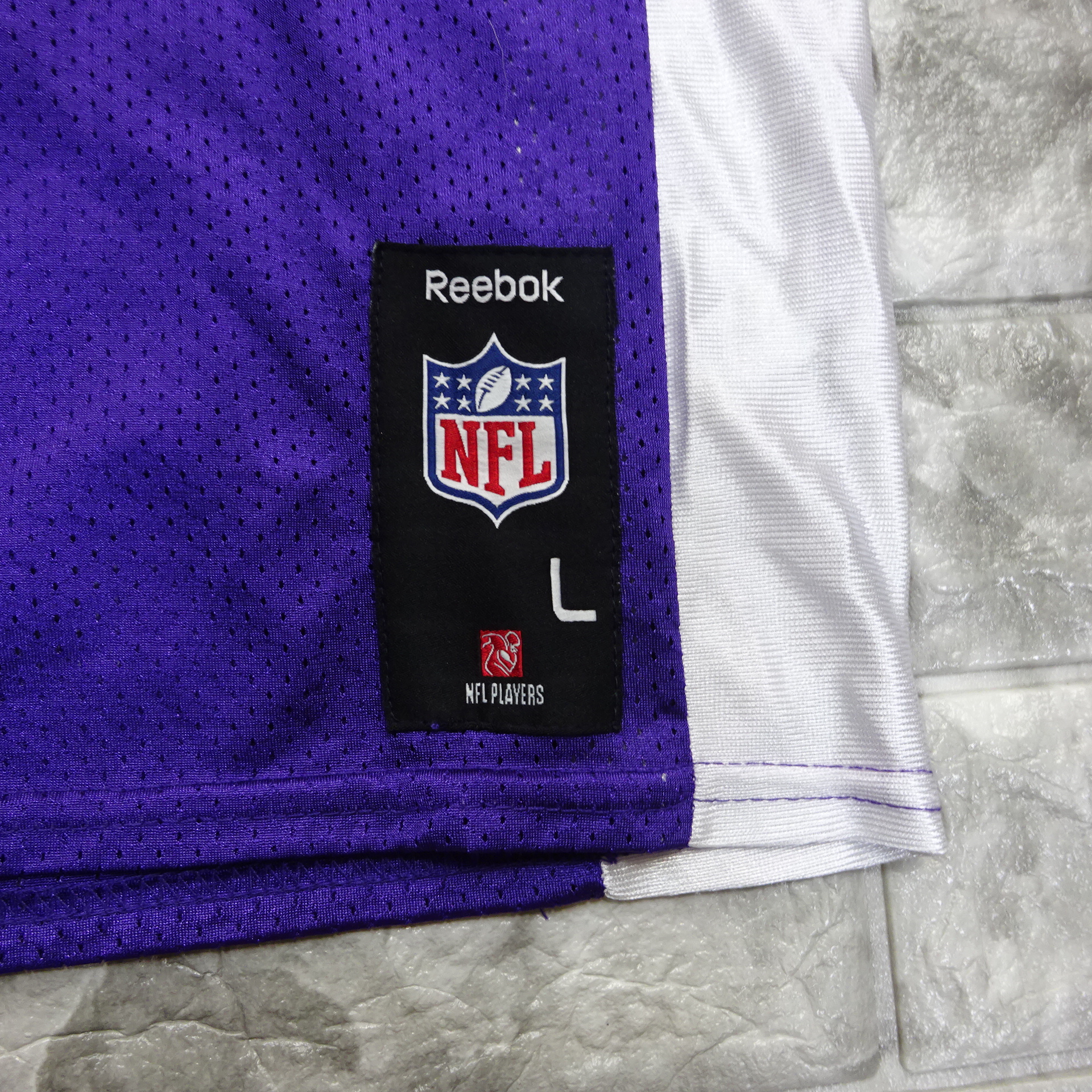 NFL×Reebok ゲームシャツ L 紫 黄 背番号 バイキングス FAVRE 7832