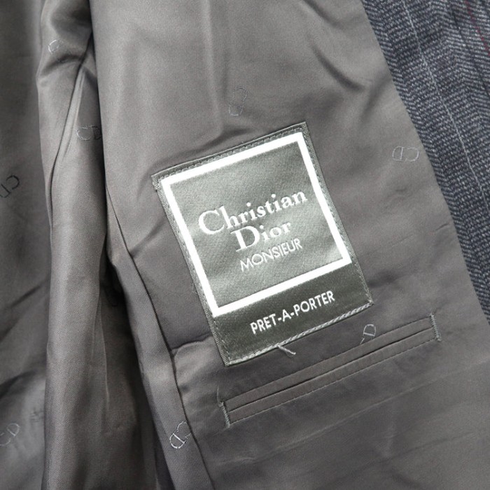 Christian Dior MONSIEUR 2Bテーラードジャケット A-4 165 グレー ストライプ ウール オールド 日本製 | Vintage.City 古着屋、古着コーデ情報を発信