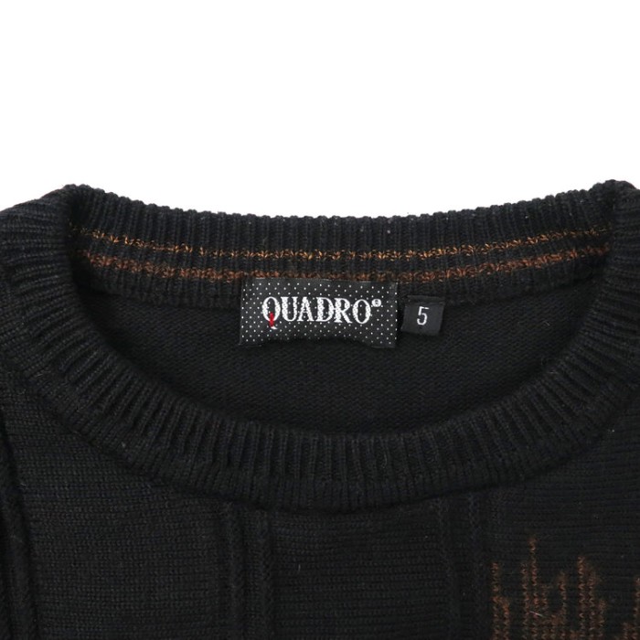 イタリア製 QUADRO 総柄ニット セーター L ブラック アクリル ユーロ