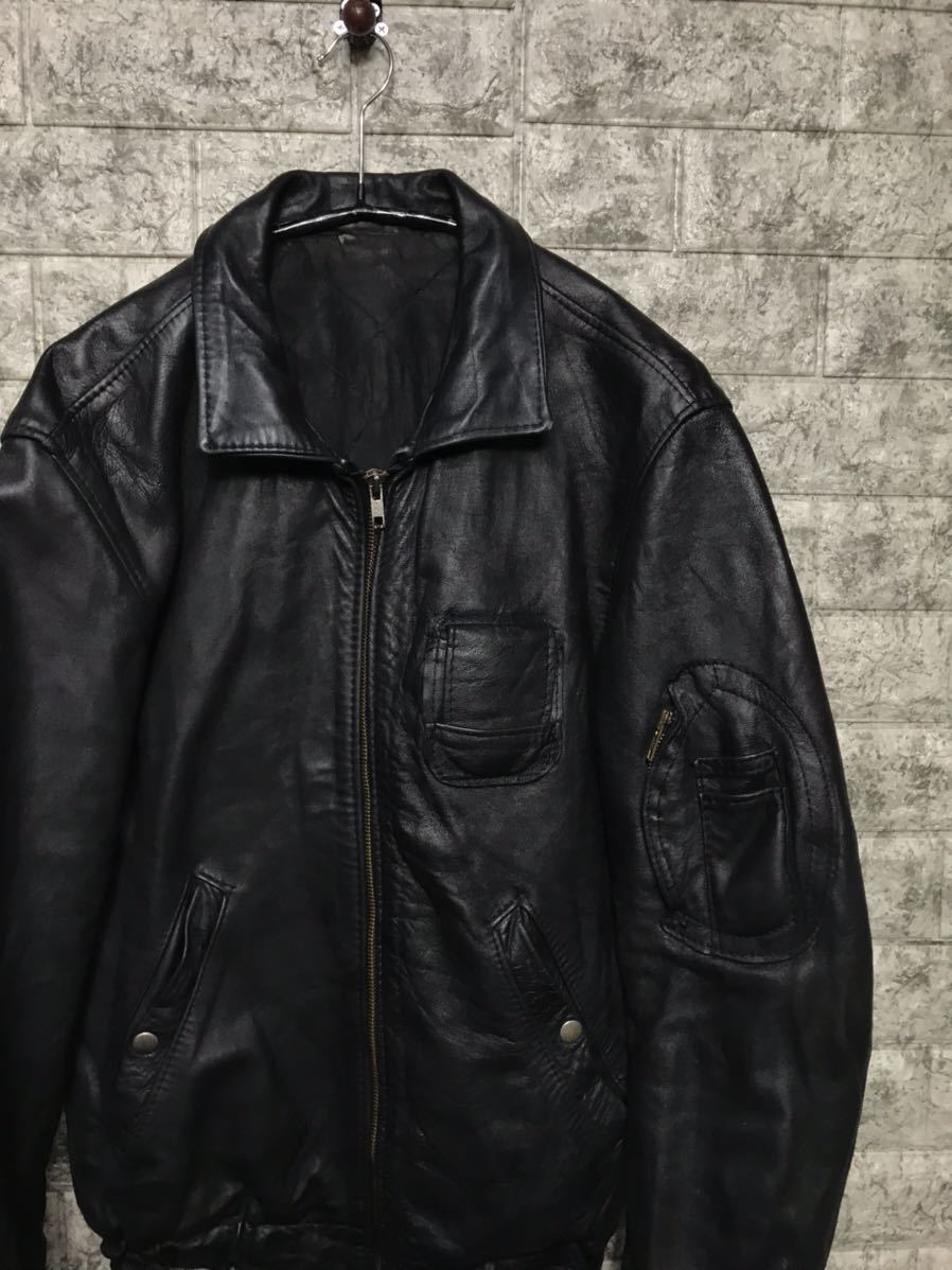 貴重なSサイズ フランス軍 Franch Leather ヴィンテージ 空軍