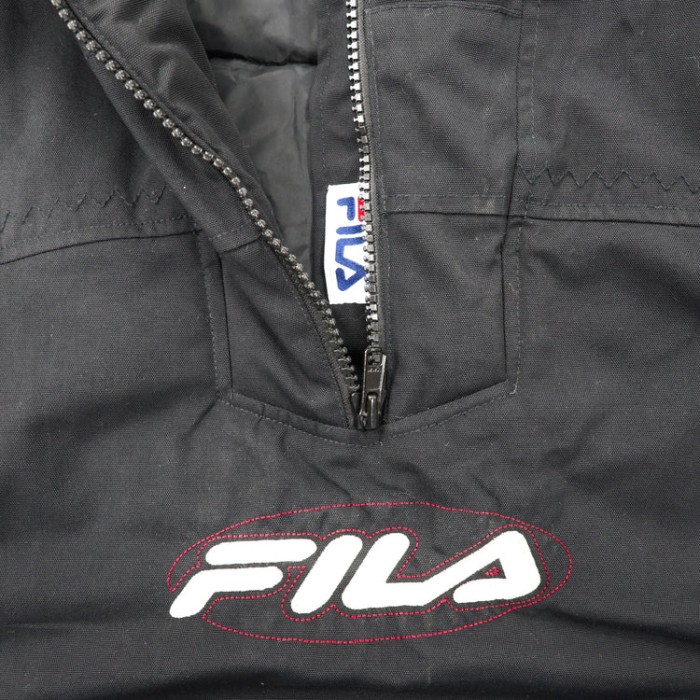 FILA ダウン アノラックパーカー XL ブラック ナイロン ロゴ刺繍 ビッグサイズ 90年代 | Vintage.City 古着屋、古着コーデ情報を発信