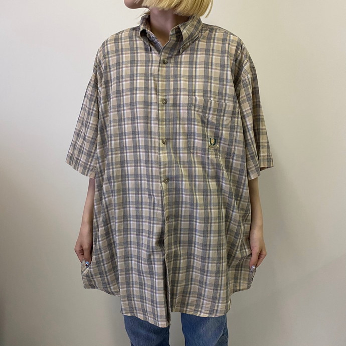 ビッグサイズ Wrangler ラングラー RIATA ワンポイントロゴ半袖 チェックシャツ メンズXL | Vintage.City