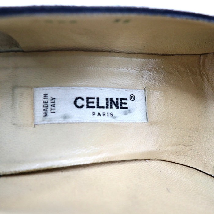 CELINE チャンキーヒールパンプス 22.5cm ブラック スエードレザー ロゴプレート オールド イタリア製 | Vintage.City 古着屋、古着コーデ情報を発信