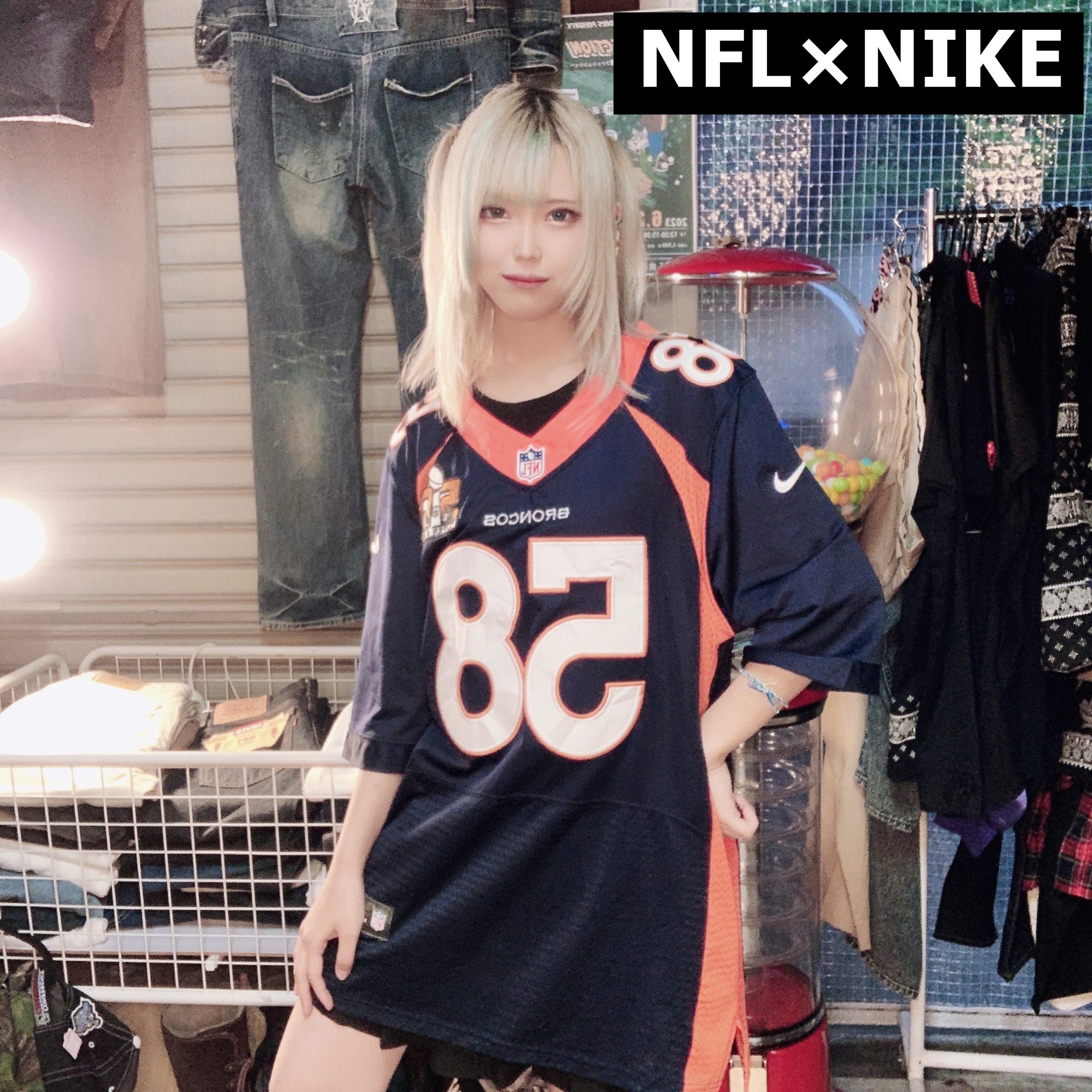 NFL×NIKE ゲームシャツ サイズ40 ネイビー オレンジ MILLER 紺 7849