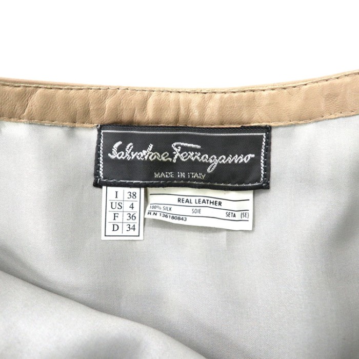 Salvatore Ferragamo パンチング レザースカート 38 ブルー ベージュ シルク オールド イタリア製 | Vintage.City 빈티지숍, 빈티지 코디 정보