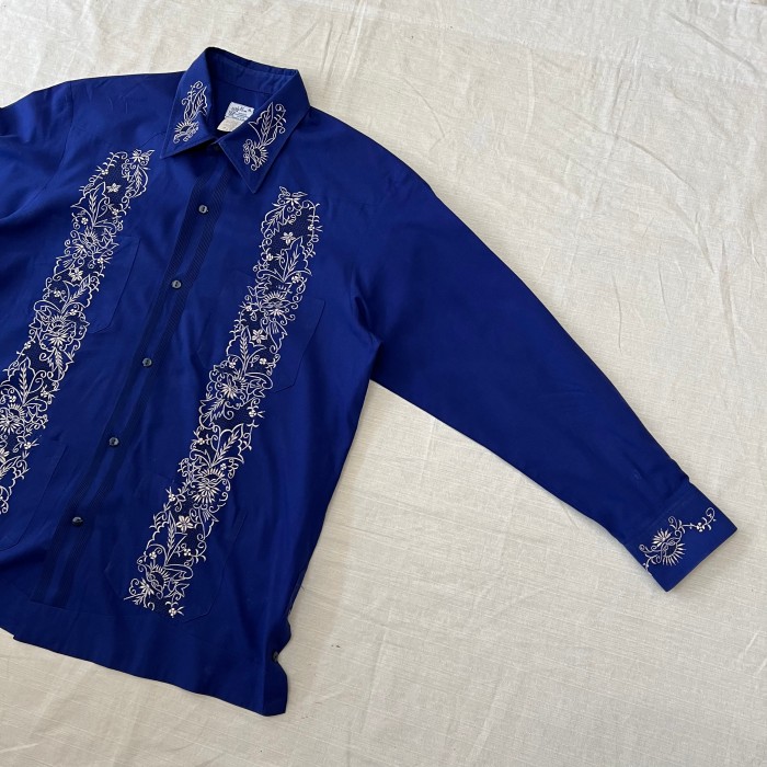 80s vintage ロングキューバシャツ 刺繍