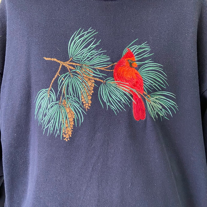 80s USA製 MORNING SUN モーニングサン 鳥 アニマル 刺繍 スウェット