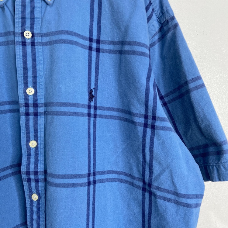 90s Ralph Lauren BLAKE ボタンダウン半袖チェックシャツ L