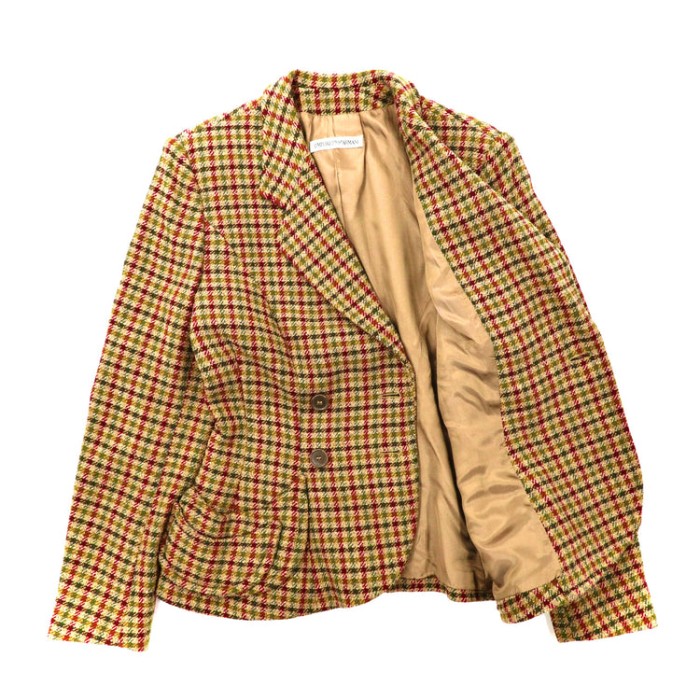 EMPORIO ARMANI ダブル テーラードジャケット 40 ブラウン チェック ウール シルク混 イタリア製 | Vintage.City 古着屋、古着コーデ情報を発信