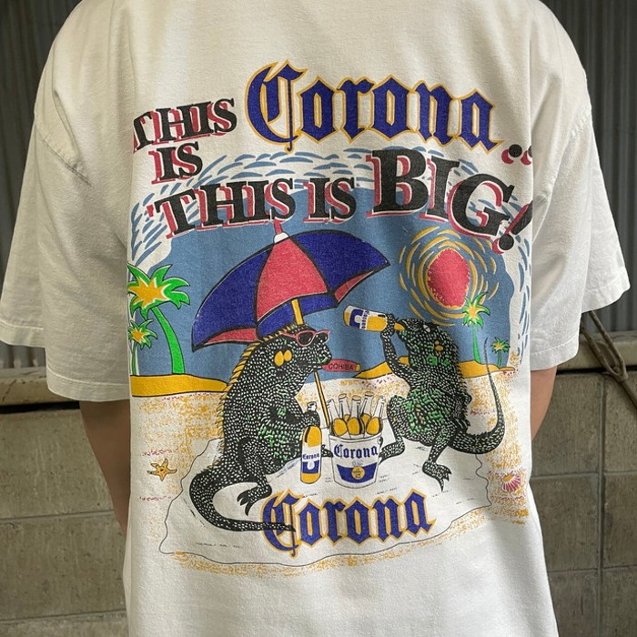 90年代 Corona コロナビール イグアナ 企業ロゴ アドバタイジングTシャツ メンズL相当 | Vintage.City 빈티지숍, 빈티지 코디 정보