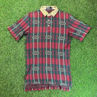 90s POLO Ralph Lauren Native Pattern Checked Polo Shirt / Vintage ヴィンテージ ラルフ ローレン ポロシャツ メンズライク チェック ネイティブ 赤 緑 レッド グリーン | Vintage.City 빈티지숍, 빈티지 코디 정보