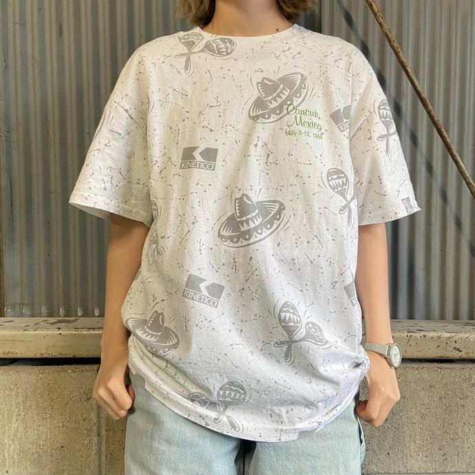 90年代 HANES 企業ロゴ オールオーバープリント 全面プリント Tシャツ