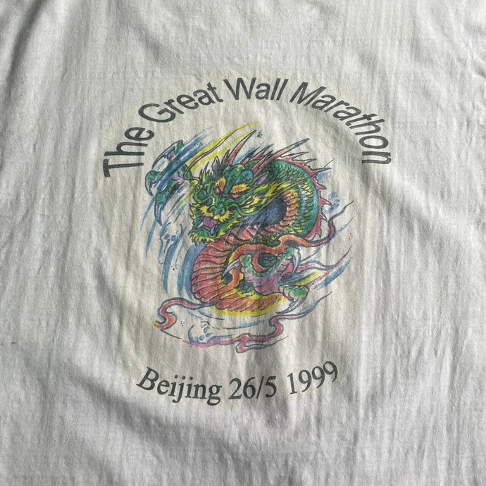 90年代 万里の長城 マラソン スーベニア プリント Tシャツ メンズXL