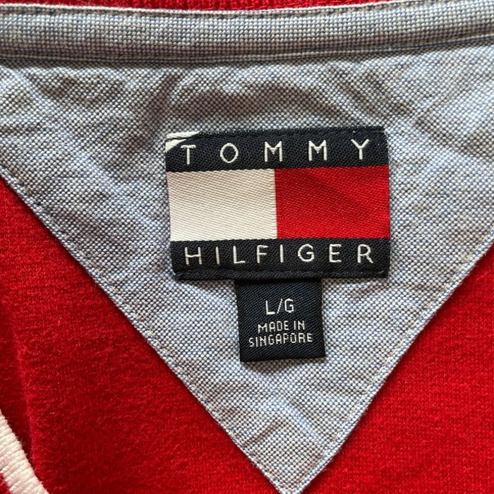00年代 TOMMY HILFIGER トミーヒルフィガー ワンポイントロゴ刺繍  VネックTシャツ メンズL | Vintage.City 빈티지숍, 빈티지 코디 정보