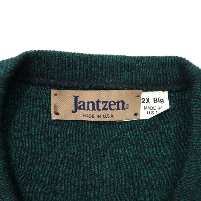 USA製 Jantzen ビッグサイズ Vネックニットベスト 2X グリーン アクリル | Vintage.City 古着屋、古着コーデ情報を発信