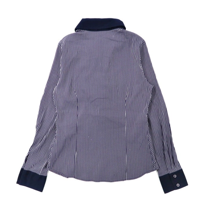 NARACAMICIE フロントギャザーシャツ ブラウス 1 ネイビー ストライプ  コットン クロアチア製 | Vintage.City 빈티지숍, 빈티지 코디 정보