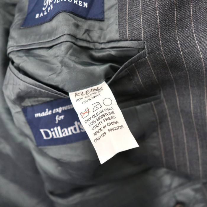 RALPH LAUREN 2Bテーラードジャケット 48 グレー ストライプ ウール Dillard's | Vintage.City 古着屋、古着コーデ情報を発信