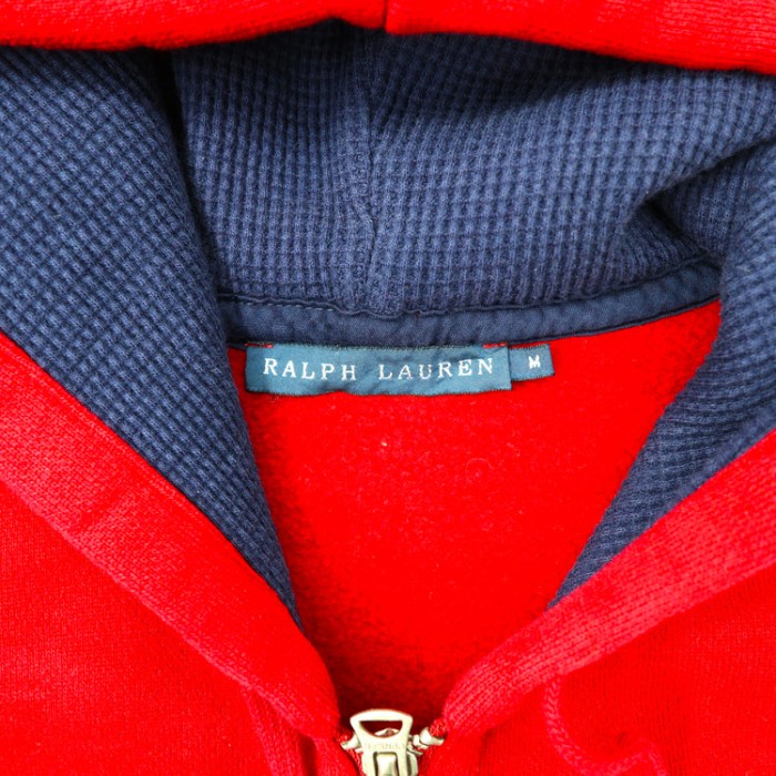 RALPH LAUREN ジップパーカー M レッド コットン 裏起毛 ヘビーウェイト サイドライン CONMARジップ | Vintage.City 빈티지숍, 빈티지 코디 정보