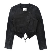 OKIRAKU ノーカラーレザージャケット XS ブラック 山羊革 ゴートレザー 07901 | Vintage.City 古着屋、古着コーデ情報を発信