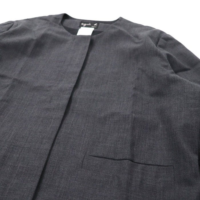 agnes b. ノーカラージャケット 1 グレー ウール 日本製 | Vintage.City 古着屋、古着コーデ情報を発信