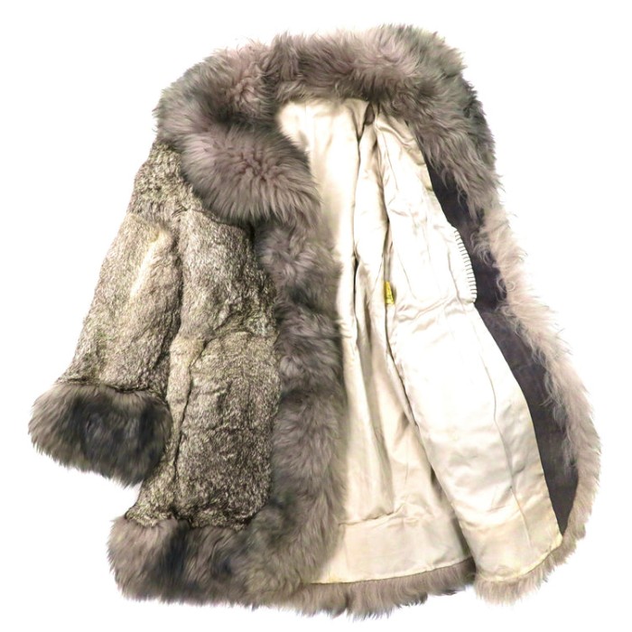 ファージャケット 毛皮コート 9 グレー ブラウン ミンク 日本製 | Vintage.City 古着屋、古着コーデ情報を発信