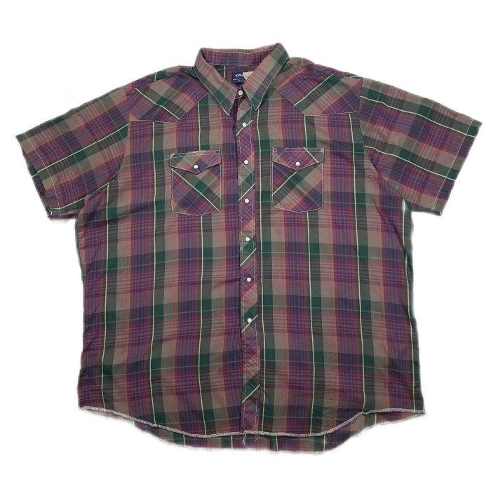 3XTsize Wrangler check shirt ラングラー　チェックシャツ　半袖シャツ　ウエスタン | Vintage.City ヴィンテージ 古着