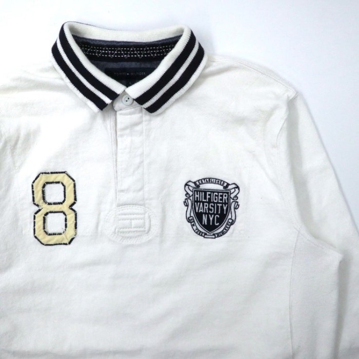 TOMMY HILFIGER リブライン ラガーシャツ L ホワイト コットン ロゴ刺繍 ナンバリング VINTAGE FIT | Vintage.City 古着屋、古着コーデ情報を発信
