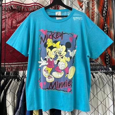 90s USA製 ミッキー ミニー ディズニー系 半袖Tシャツ シングル