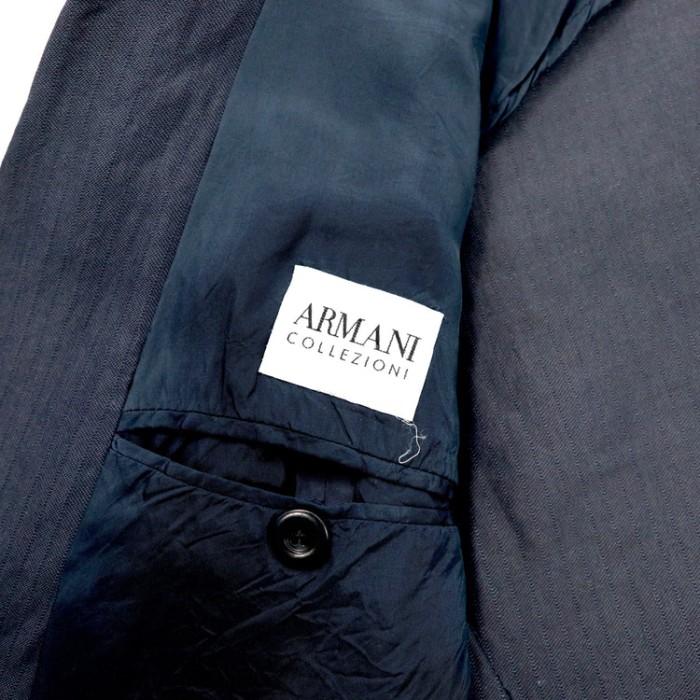 ARMANI COLLEZIONI 2Bテーラードジャケット 48 ネイビー レーヨン トルコ製 | Vintage.City 빈티지숍, 빈티지 코디 정보