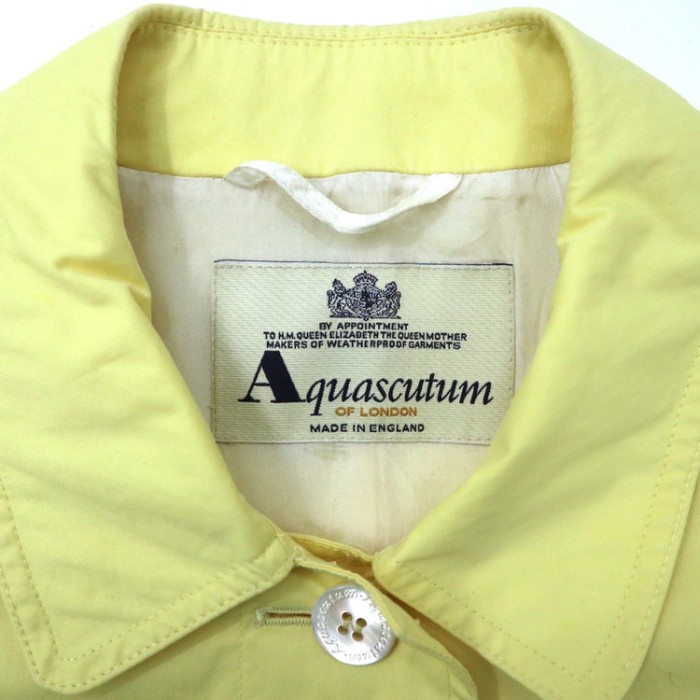 イングランド製 Aquascutum Aライン ステンカラーコート FREE イエロー コットン | Vintage.City 빈티지숍, 빈티지 코디 정보